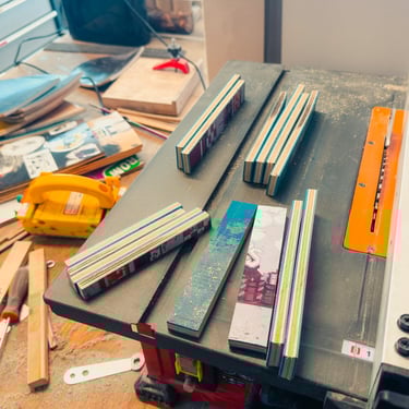 Skateboard wood on a table saw 