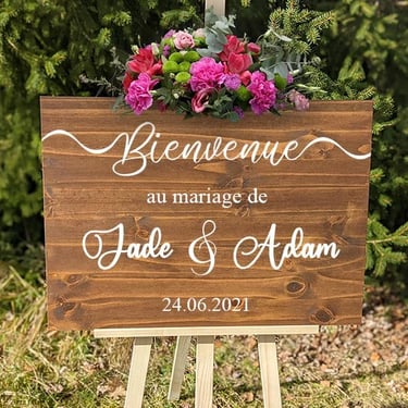 Stickers personnalisés pour panneau de bienvenue à un mariage – découpe vinyle sur mesure par 3DPM France