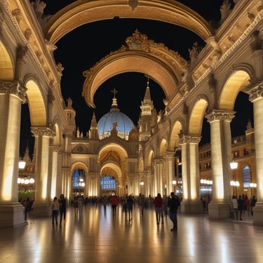 A yellow sign with bold black text in German promoting an agency located on a street. The background shows part of an urban setting with tables and chairs on a sidewalk.