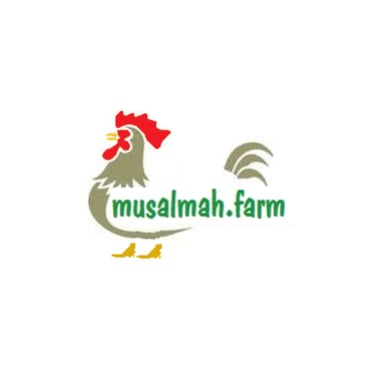 Musalmah Farm logo featuring a grey rooster with a red comb and green text on a white background.