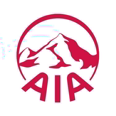 Official red and white AIA insurance logo featuring a mountain peak inside a circle.
