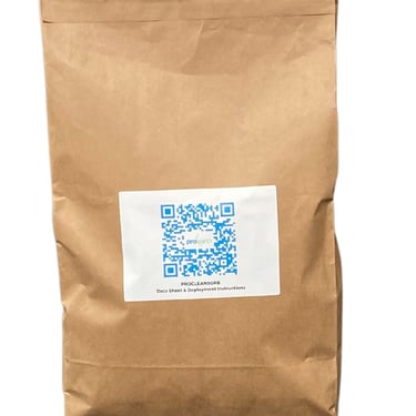 grass fibre bag holding 7.5L of procleansorb granules for oil spills diesel spills chemical spills bodily fluid spills