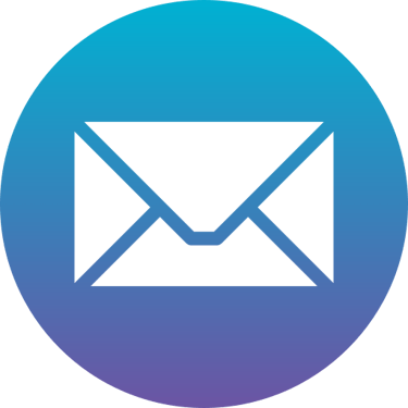 a blue and purple envelope with a mailbox