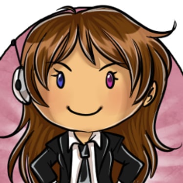 cyborg a cartoon girl with headphones and a microphone