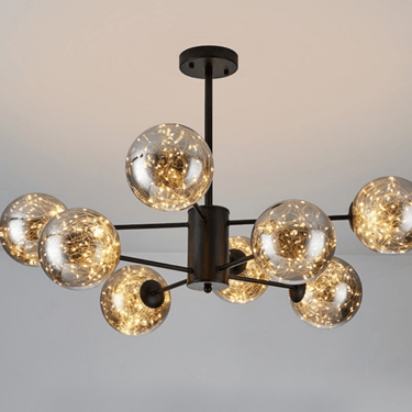 MNK-PD073 black base gypsophila led strips glass balls pendant light led