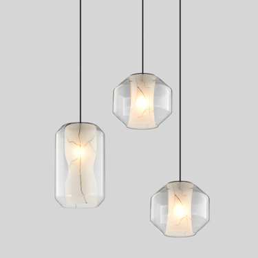 MNK-SF1051 glass stone pattern inner 1.8M black wire led pendant light
