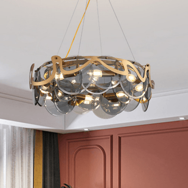MNK-082 Europe style pendant light with glass pieces and gold decor