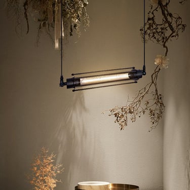 MNK-PD083 Industrial Tubular Cage Light-LITFAD Linear Retro Vintage Punk Steam Pendant Light