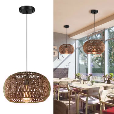 MNK-LC42 Brown handwoven Southeast Asian style chandelier