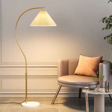 MNK-FL146 Mittelalterliche Vintage Plissee-Stehlampe Ins Wind Schlafzimmer Nachttischlampe Sofakante