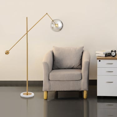 MNK-FL153 Bodenbeleuchtung postmoderne 1-Licht-Metall-Stand-up-Lampe mit kugelförmiger Glasschatten