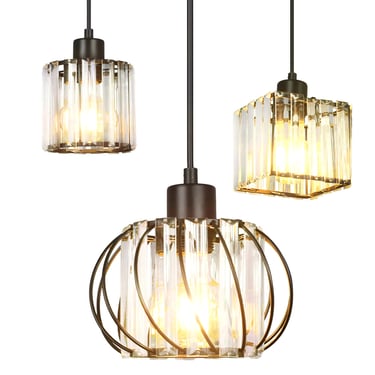 MNK-PD62 Luxury Long Cable Chandelier Dining Room Ceiling Lamp with Glass Stripes