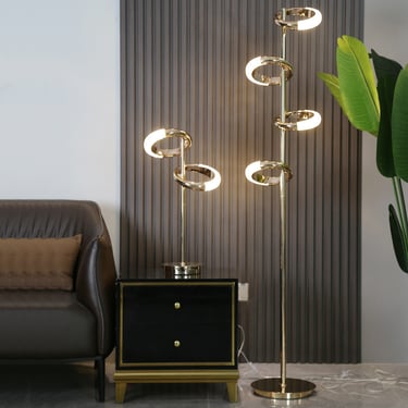 MNK-FL157 New Luxury Crystal Ring LED Table Lamp Desk Light Floor lamp Bedroom Lighting
