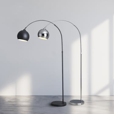 0350 Moderne Bogenleuchte, E27 Fassung, Nickel matt
