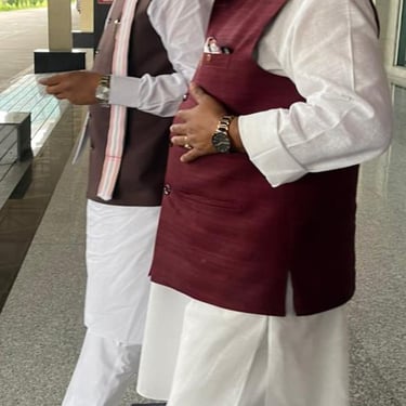 Natwar Goyal walking with Deputy CM Keshav Prasad maurya
