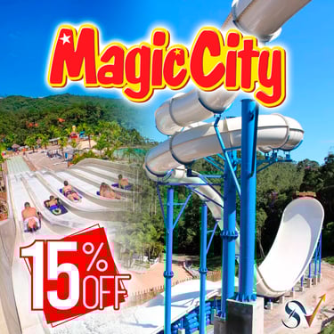 15% de desconto no parque aquático Magic City — diversão com toboáguas, escorregadores e lazer