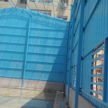 PEB warehouse construction with metal roofing system