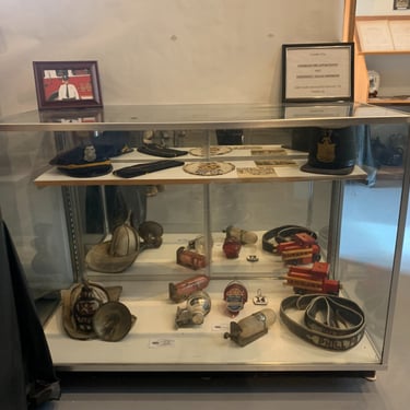 fire helmets, fire hat, tubes, display