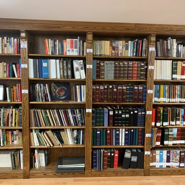 library shelves, books, yearbooks, historical