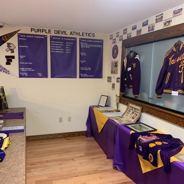 coat, posters, banners, flags, helmet, trophy