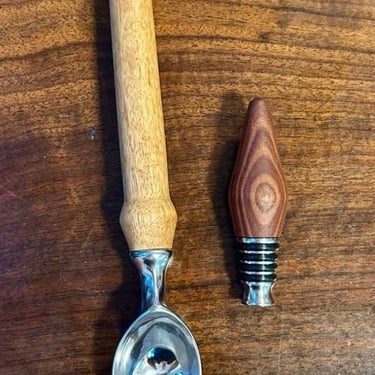 Mango ice cream scoop and Bolivian Rosewood bottle stopper