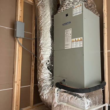 hvac installation of a high efficiency system to provide heating and cooling for new home build