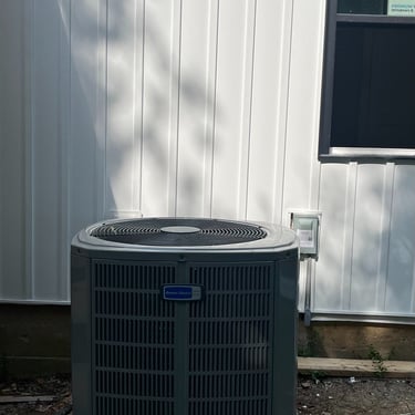 Heat pump condenser that was recently installed for a residential home in Lebanon, TN