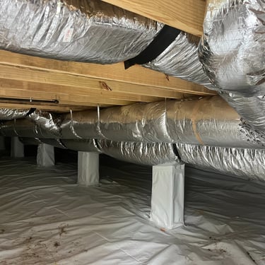 HVAC ductwork installation in crawlspace for a new construction residential home in Gordonsville, TN