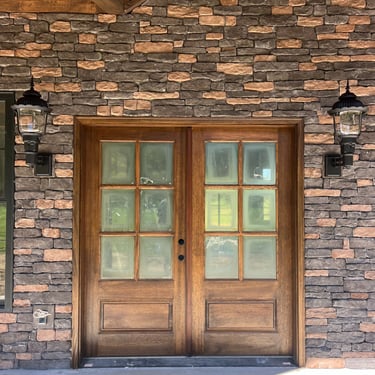Gas lanterns at the entry way of a residential home in Lebanon, TN