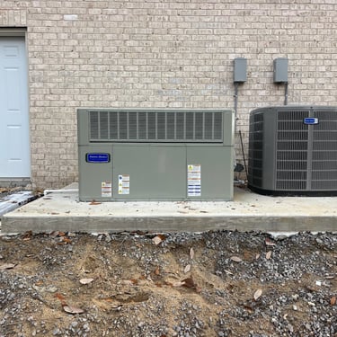 Two HVAC units outside of new construction home in Lascassas, TN