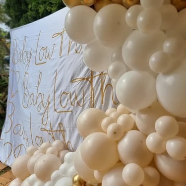 Balloon Garland setup for a Baby Shower in Thornlands, Redlands - party hire by SweetAz Co.