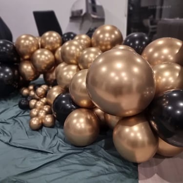 Balloon Garland constructed for a Black Gold in Annerley, Brisbane - party hire by SweetAz Co.