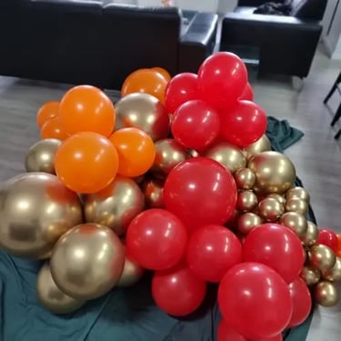 Balloon Garland built for a Gold Anniversary in Birkdale, Redlands - party hire by SweetAz Co.