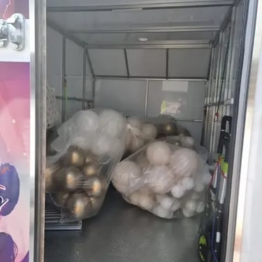 Balloon Garland matched to a Gold Nude in Victoriapoint, Redlands - party hire by SweetAz Co.