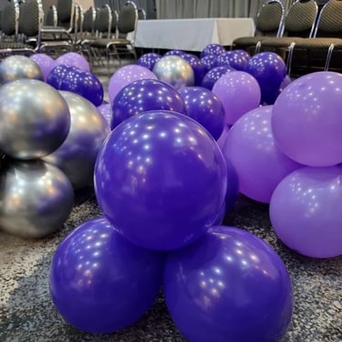 Balloon Garland planned for a Purple 40Th in Loganholme, Logan - party hire by SweetAz Co.