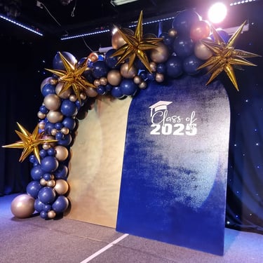 Balloon Garland setting the vibe at a School Formal in Beenleigh, Logan - party hire by SweetAz Co.