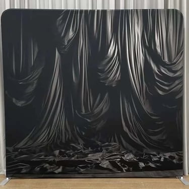 Black Drapes Photo Backdrop available as an epic photo wall in Redlands, Queensland - party hire by SweetAz Co.