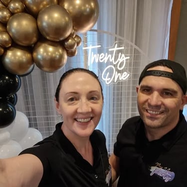 Circle Backdropfeatured at a 21st Birthday in Cleveland, Redlands - party hire by SweetAz Co.