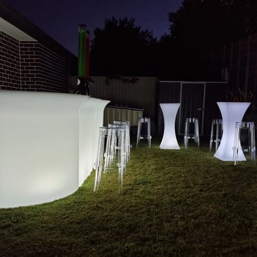 Cocktail Table providing chic vibes at a Newyears Party in Victoriapoint, Redlands - party hire by SweetAz Co.