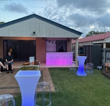 Ghost Stools creating chic seating at a 18th Birthday in Cleveland, Redlands - party hire by SweetAz Co.