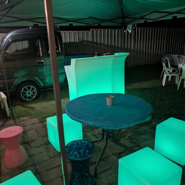 Glow Bar setup in a backyard for a 40th Celebration in Wellingtonpoint, Redlands - party hire by SweetAz Co.