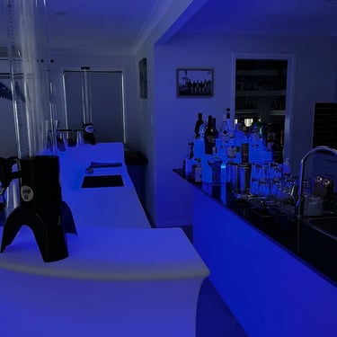 Glow Bar work area ready for a joint 21st Birthday Party in Redlandbay, Redlands - party hire by SweetAz Co.