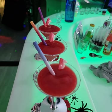 Glow Bar setup for Halloween Cocktails in Redlandbay, Redlands - party hire by SweetAz Co.