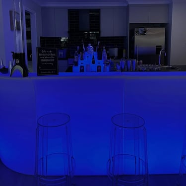 Glow Bar getting ready for guests at a Joint Birthday in Redlandbay, Redlands - party hire by SweetAz Co.