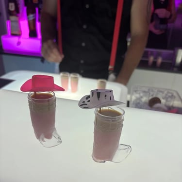 Glow Bar with cowboy boot shots ready to go at a new Years party in Redlandbay, Redlands - party hire by SweetAz Co.