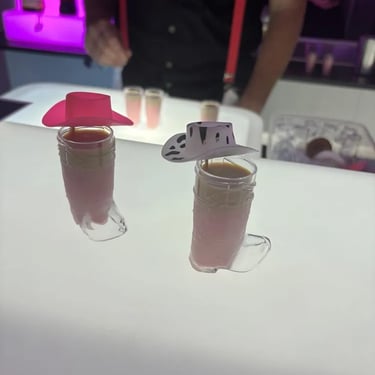 Glow Bar with cowboy boot shots ready to go at a new Years party in Redlandbay, Redlands - party hire by SweetAz Co.