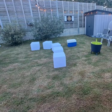 Glow Cubes setup for seating at a 21st Party in Redlandbay, Redlands - party hire by SweetAz Co.