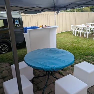 Glow Cubes for seating at a 40th Birthday in Wellingtonpoint, Redlands - party hire by SweetAz Co.