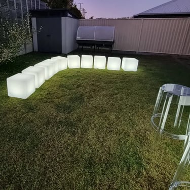 Glow Cubes lounge seats at a Xmas Party in Springwood, Logan - party hire by SweetAz Co.