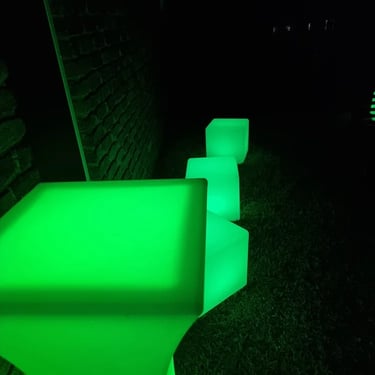 Glow Furniture matched to the theme at a Fiftieth Celebration in Tanahmerah, Logan - party hire by SweetAz Co.